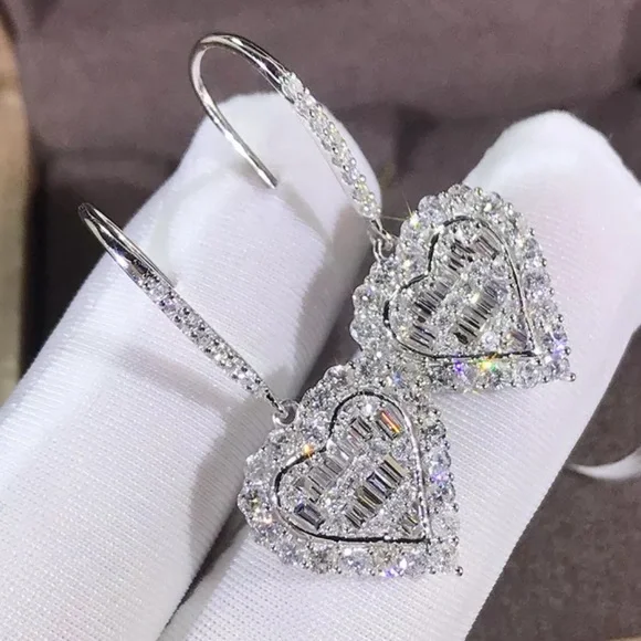 Sterling silver crystal dangle earrings - Picture 3 of 3